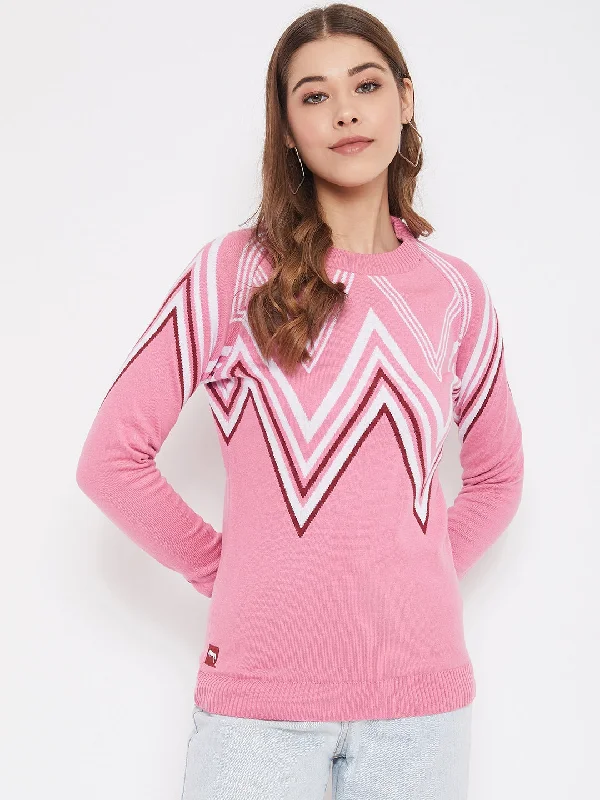 High Street Design JUMP USA Women Pink Front-Open Sweater