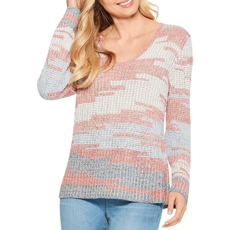 Fashion Elements Nic + Zoe Womens Terracotta Sky Knit V-Neck Sweater
