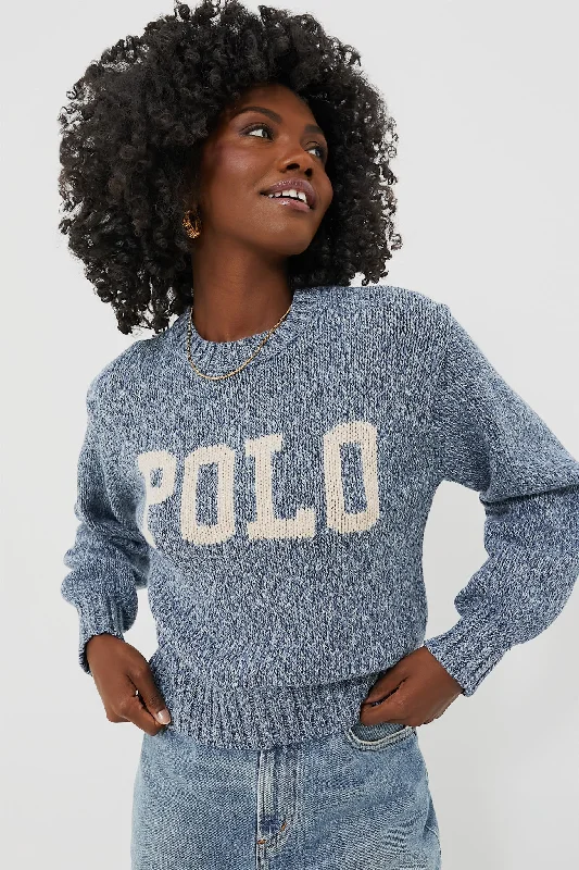 Autumn Selection Denim Marl Cotton Long Sleeve Pullover