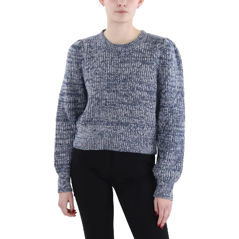 Elegant Outline Womens Open Stitch Long Sleeve Funnel-Neck Sweater