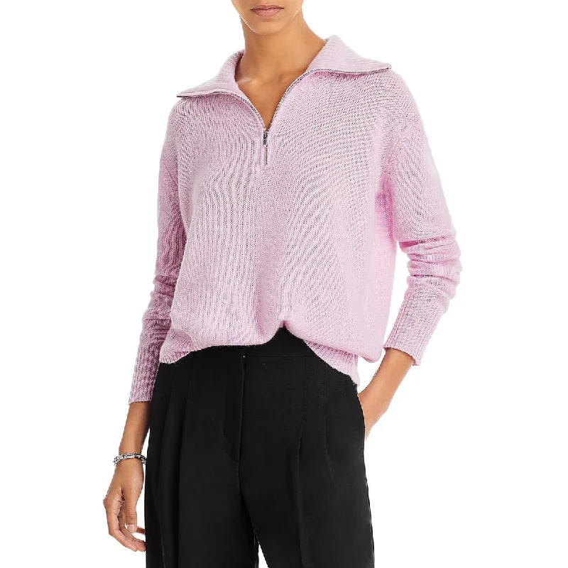 Sporty Wear Private Label Womens Half Zip Mock Neck Pullover Sweater