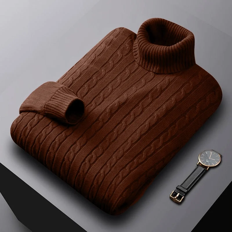 Warm Atmosphere Turtle Neck  Plain Color Men Sweaters