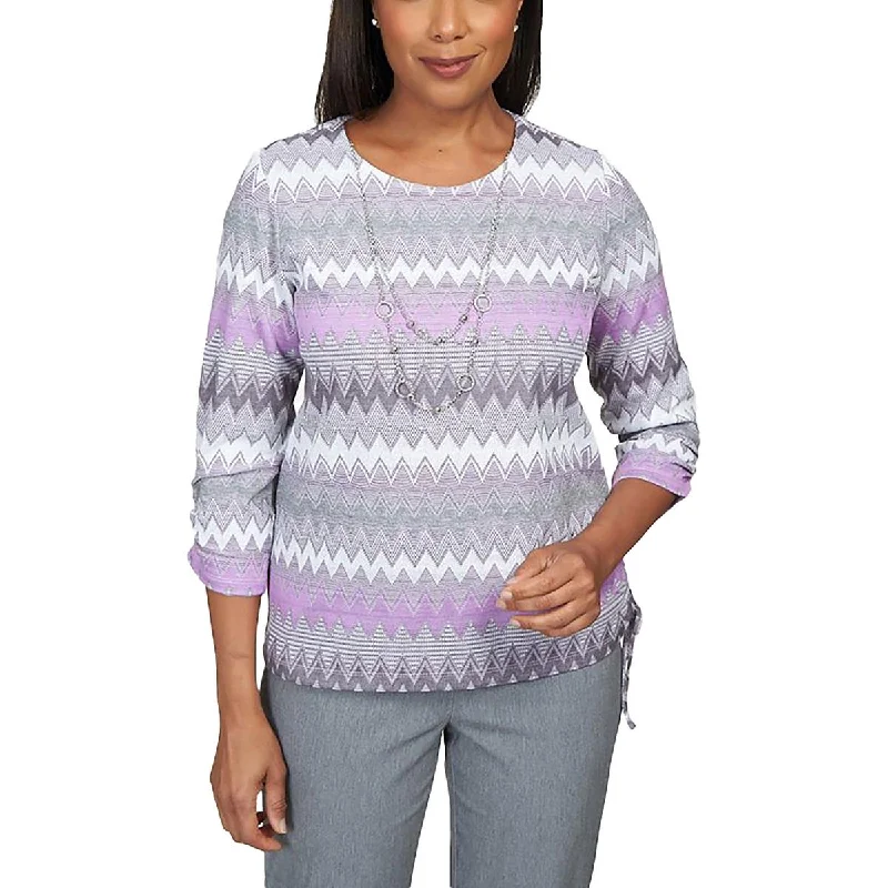 Customized Version Alfred Dunner Womens Petites Knit Printed Pullover Sweater