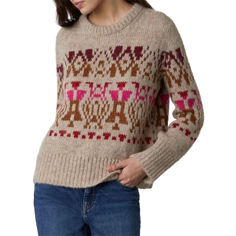 Advanced Customization VELVET BY GRAHAM & SPENCER Womens Alpaca Bend Printed Crewneck Sweater