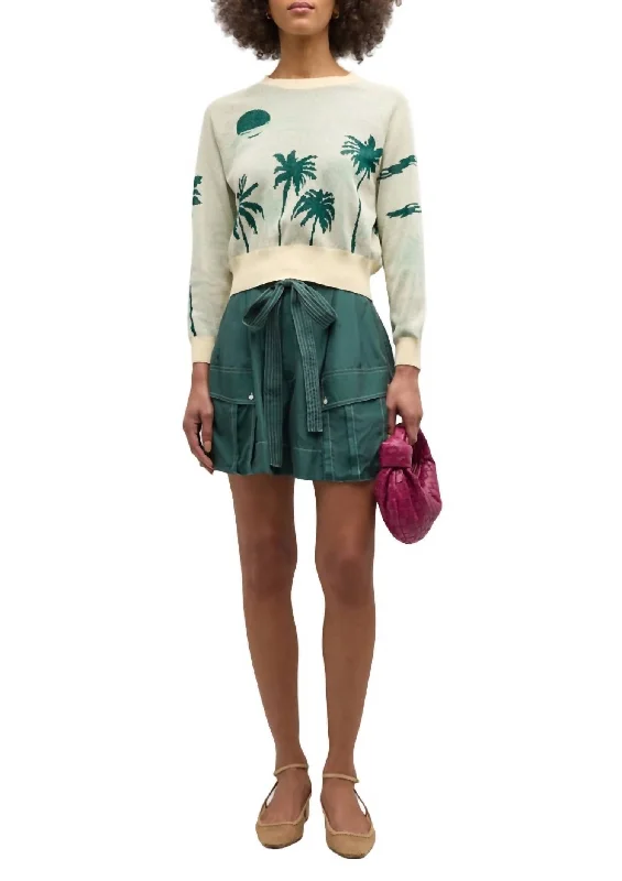Casual And Casual Palm Pullover Sweater In Sea Green