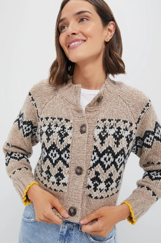 Trendy Traveler Taupe Damas Cardigan
