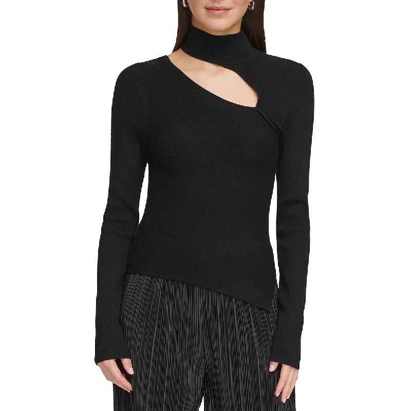 Effortless Style DKNY Womens Cutout Mock-Neck Pullover Sweater