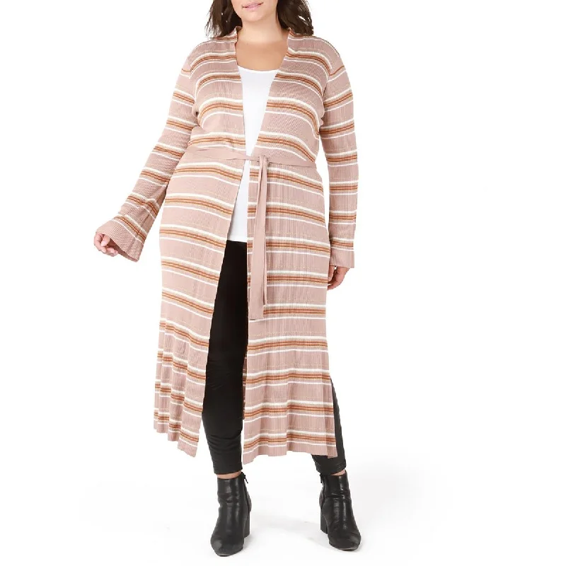 Noble And Elegant Black Tape_ Womens Plus Knit Metallic Cardigan Sweater