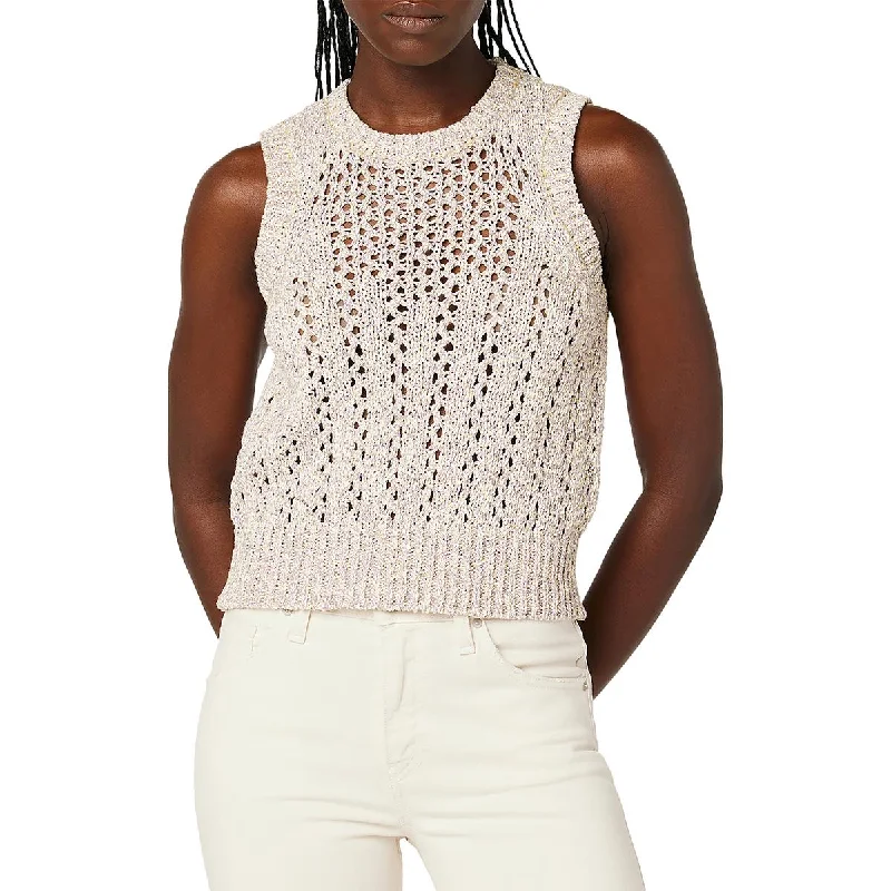 Minimal Style Hudson Womens Crochet Crewneck Tank Top Sweater