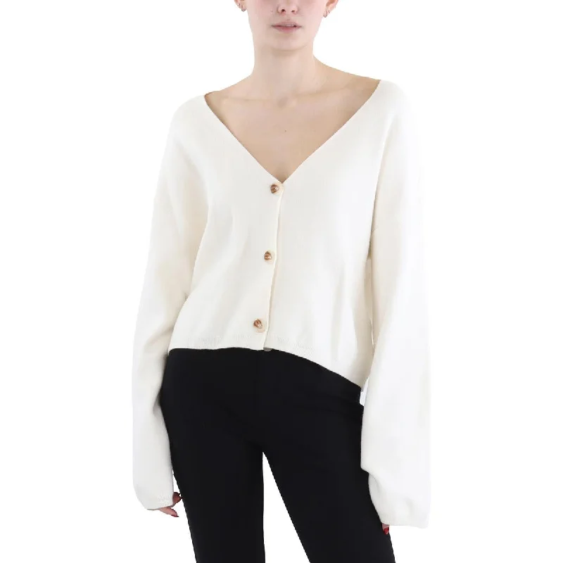 Minimal Style Womens Cropped Button Up Cardigan Sweater