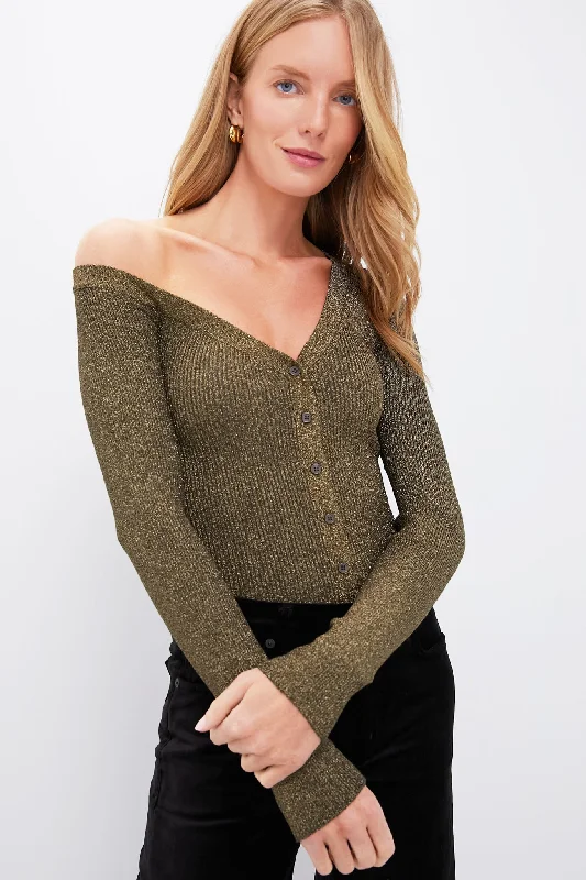Fashion Must-have Metallic Gold Craftsman Sweater