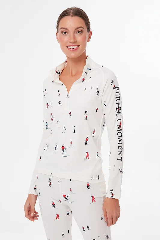 Elegant Fit Dede Ski Print Thermal Half Zip