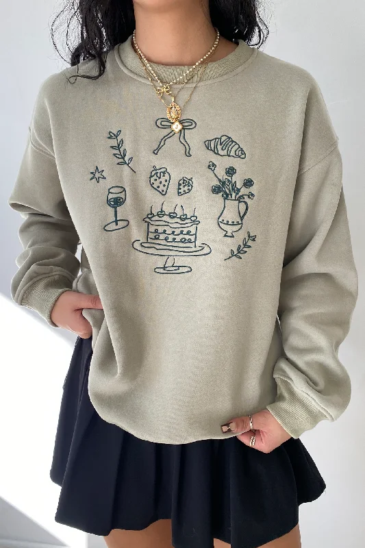 European Plan Party Embroidered Sweatshirt