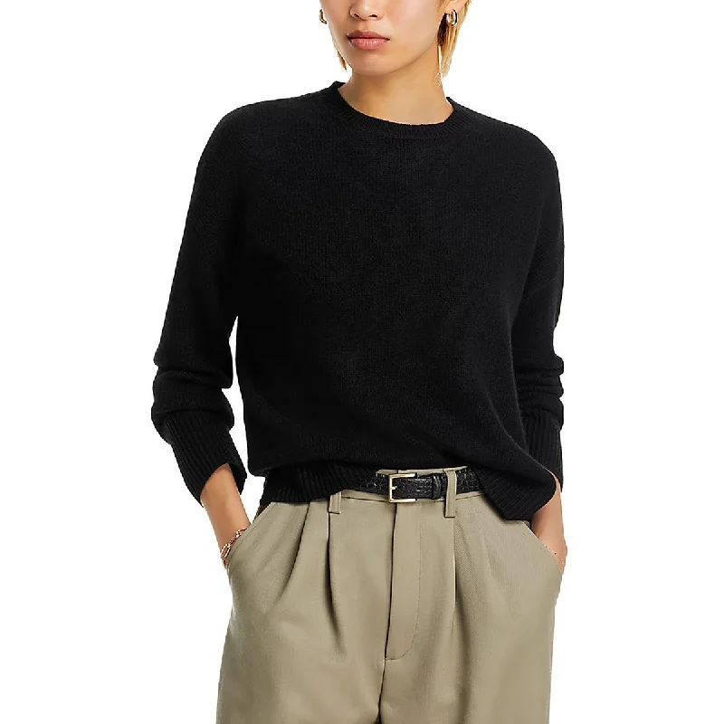 Fashion Concept Aqua Cashmere Womens Cashmere Ribbed Trim Pullover Sweater