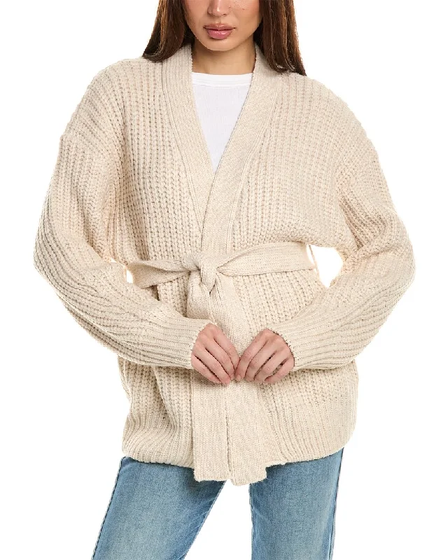Cozy Outerwear Oat New York Belted Wool-Blend Cardigan