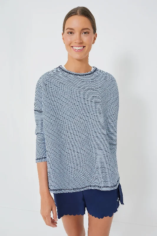 Exquisite Tailoring Reversible Heathered Blue Ally Swing Sweatshirt