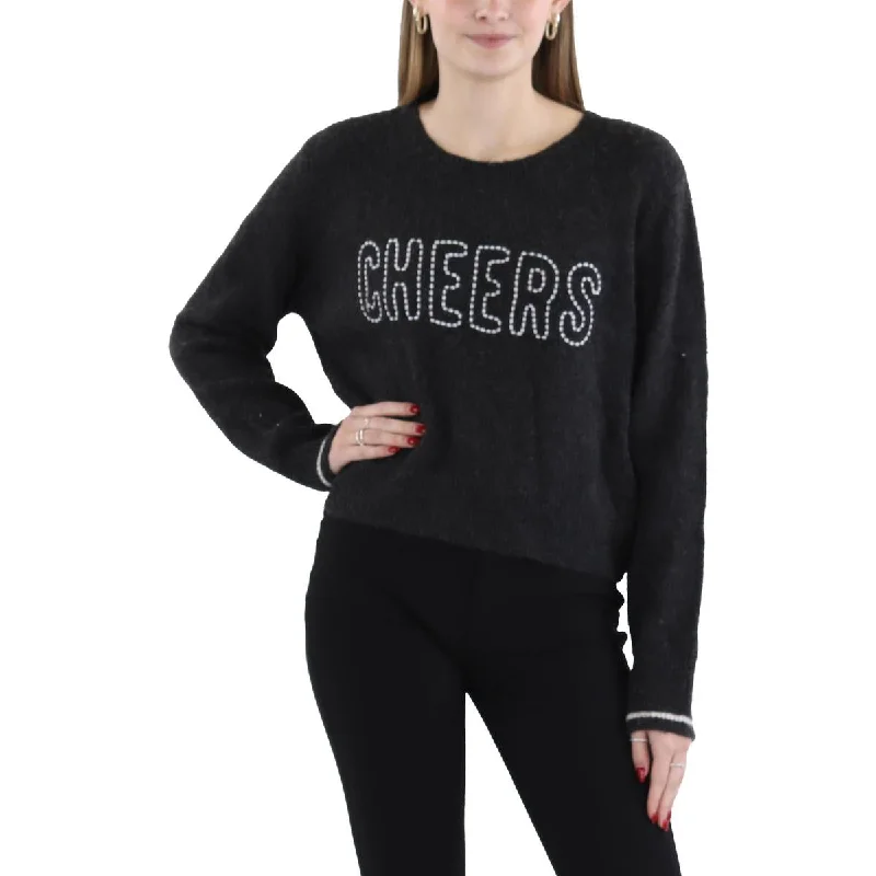 Easy Comfort Style Womens Ribbed Trim Long Sleeve Crewneck Sweater