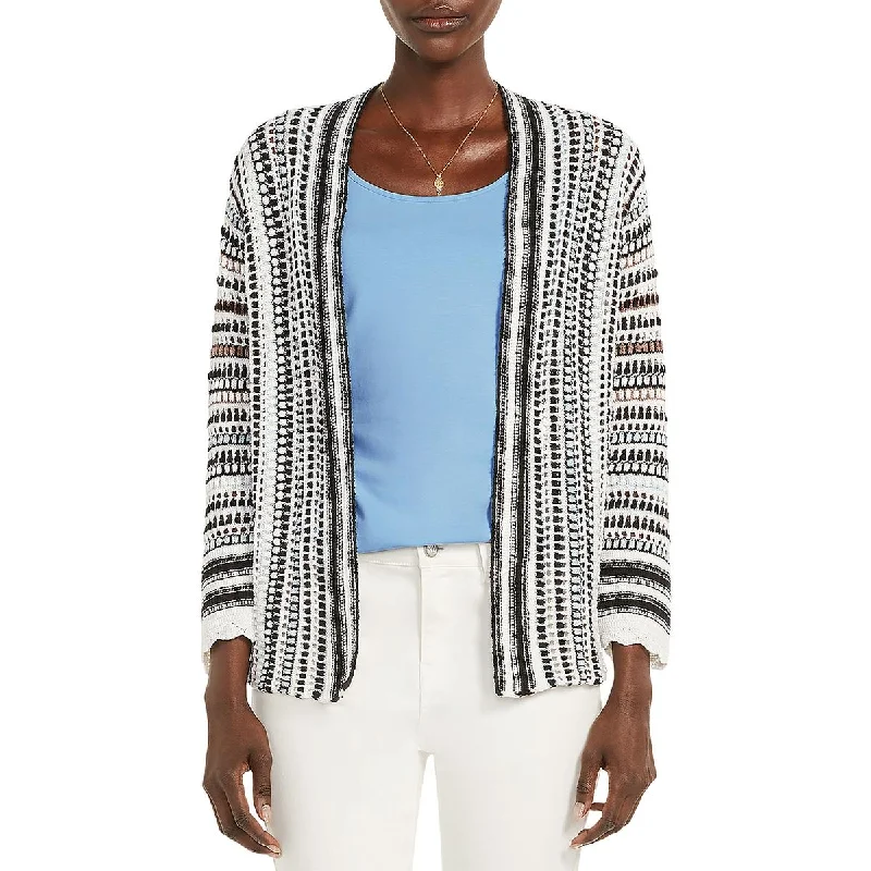 Mid-length Style Nic + Zoe Womens Cotton Blend Striped Cardigan Sweater