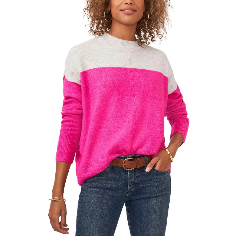 Light And Breathable Vince Camuto Womens Mood Indigo Crewneck Color Block Pullover Sweater