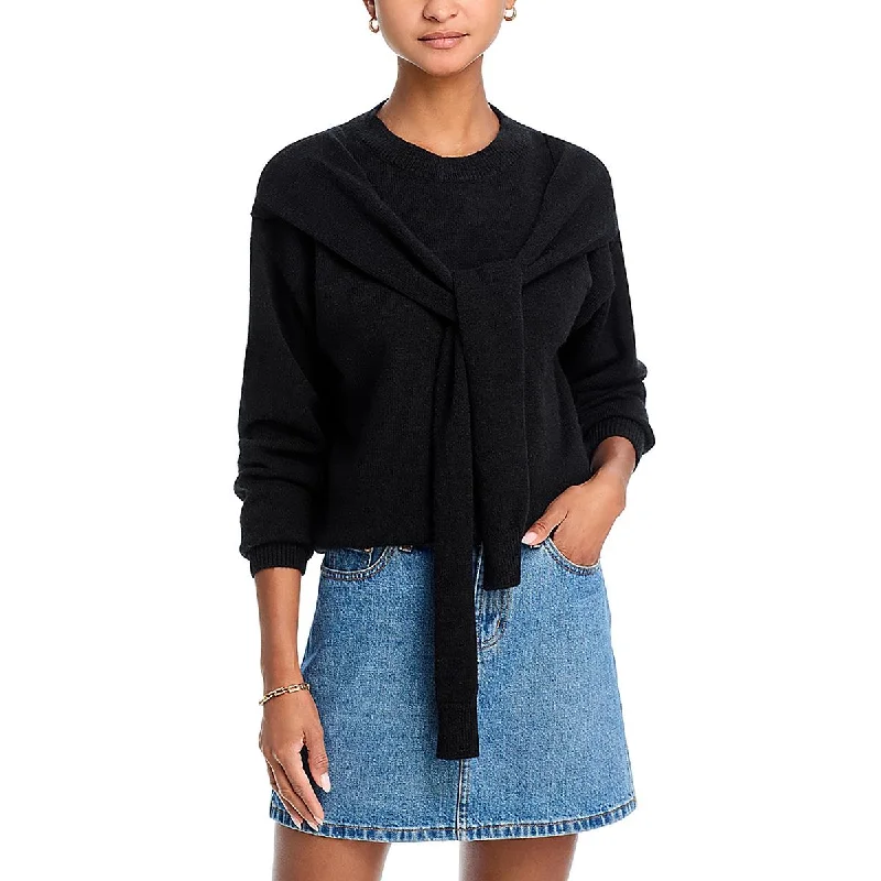High-end Fabrics Line & Dot Womens Knit Layered Crewneck Sweater