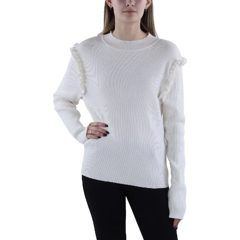 Elegant Wear Nicole Miller Womens Embellished Mock Neck Pullover Sweater
