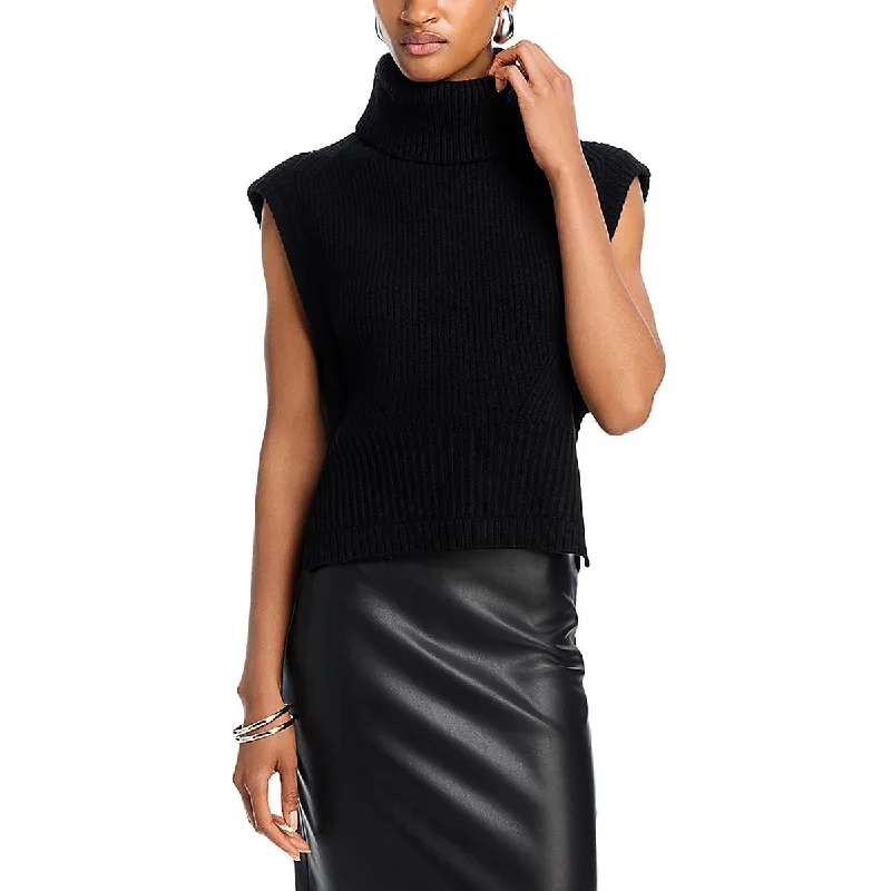 Relaxed Tops SIMKHAI Womens Wool Blend Ribbed Mock Turtleneck Sweater
