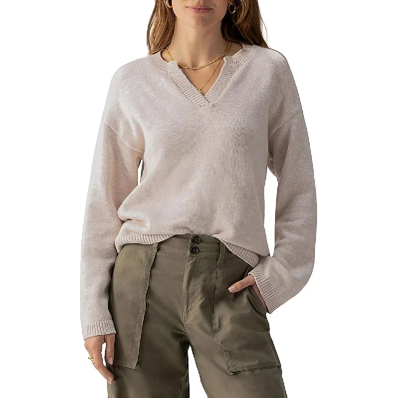 Comfortable Wear Sanctuary Womens Ribbed Trim V Neck Pullover Sweater