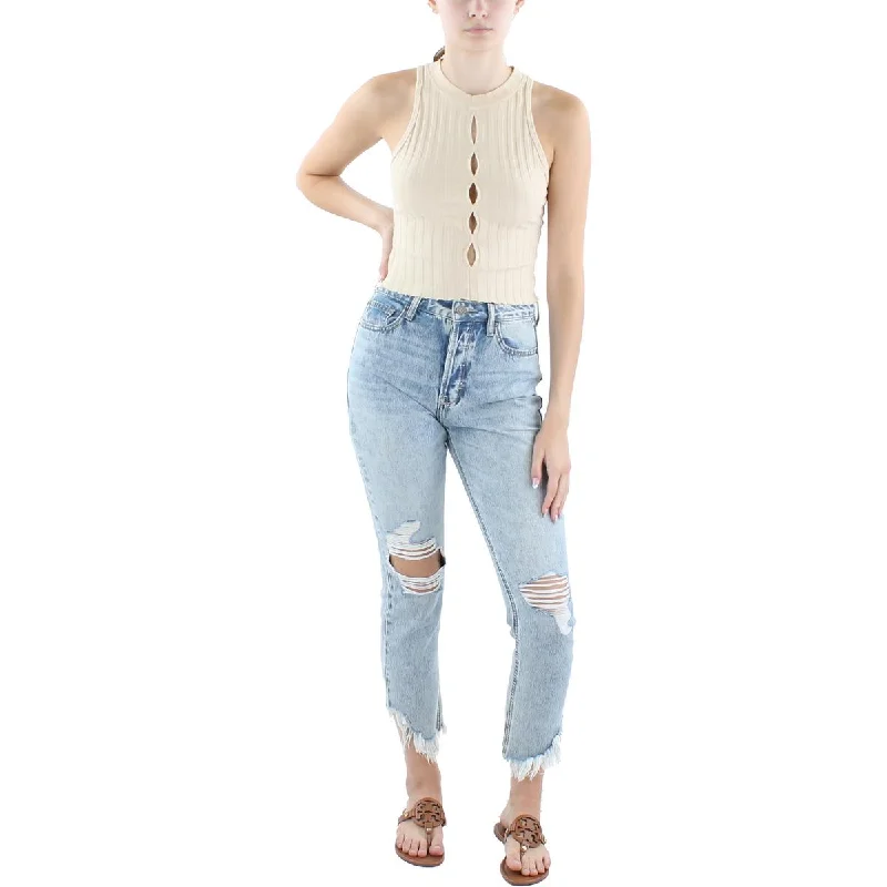 Personalized Wear Cotton Citizen Womens Cut-Out Mock Neck Tank Top Sweater