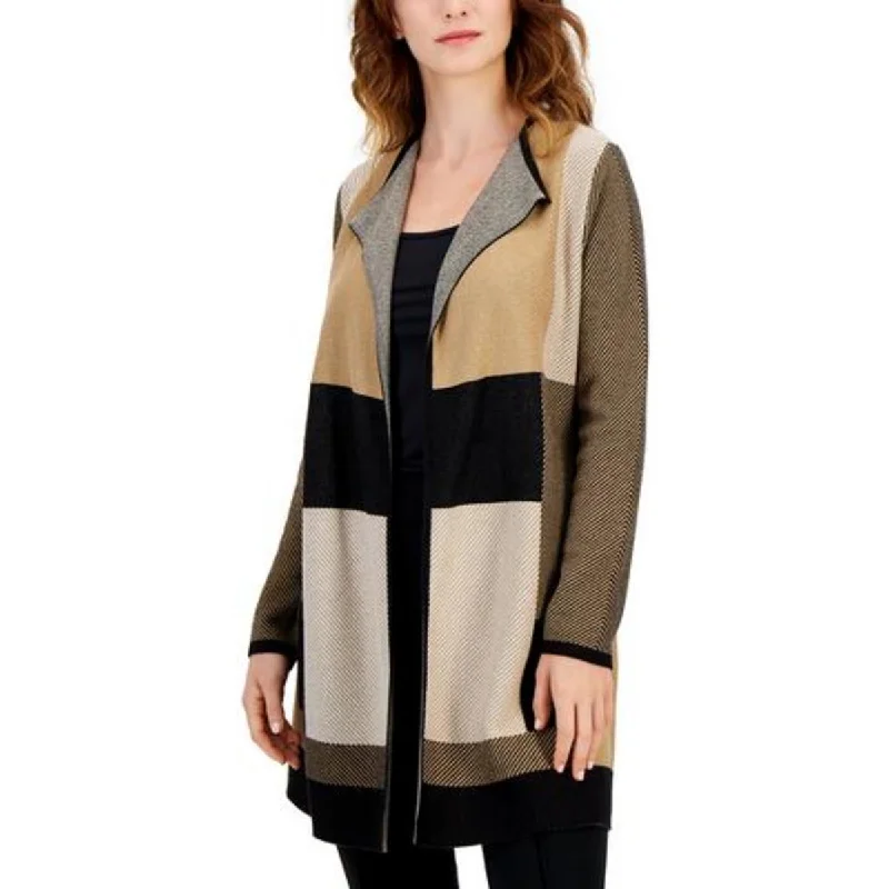 Warm Winter Series Kasper Womens Knit Edge To Edge Cardigan Sweater