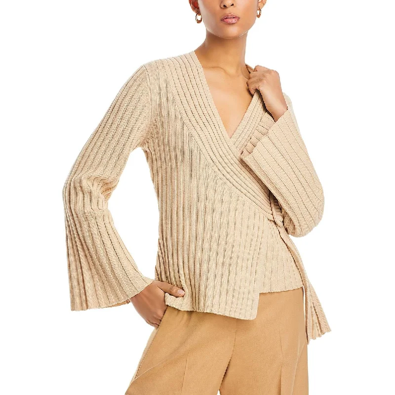 Cozy Street Style By Malene Birger Womens Ribbed Long Sleeves Wrap Sweater