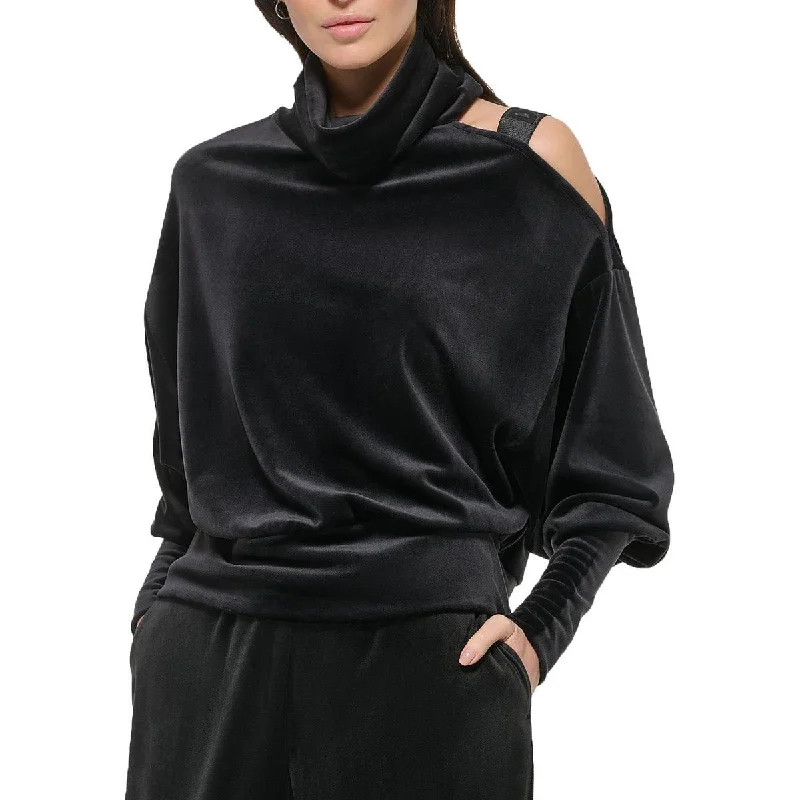 Modern Comfort DKNY Womens Cutout-Shoulder Shirt Turtleneck Sweater