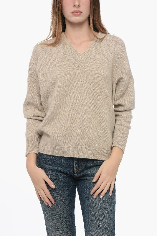 Soft Knitwear Arovescio Virgin Wool and Cashmere V-Neck Sweater