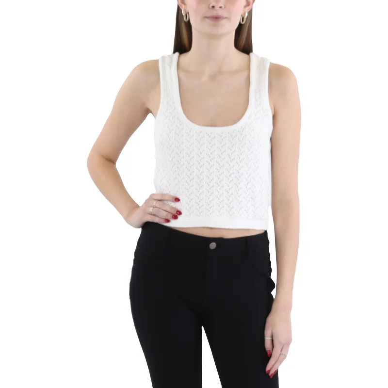 Layered Style Womens Crochet Scoop Neck Tank Top Sweater