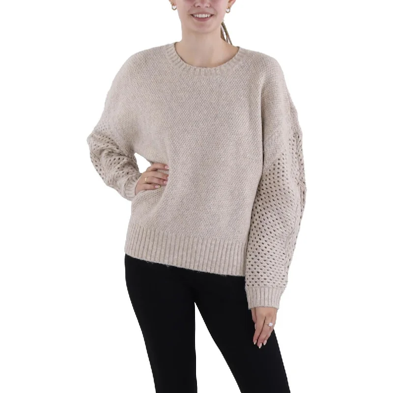 Loose Fit DKNY Womens Wool Blend Mix Stitch Pullover Sweater