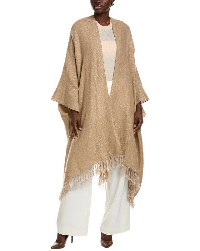 Celebrity Style Brunello Cucinelli Linen-Blend Poncho
