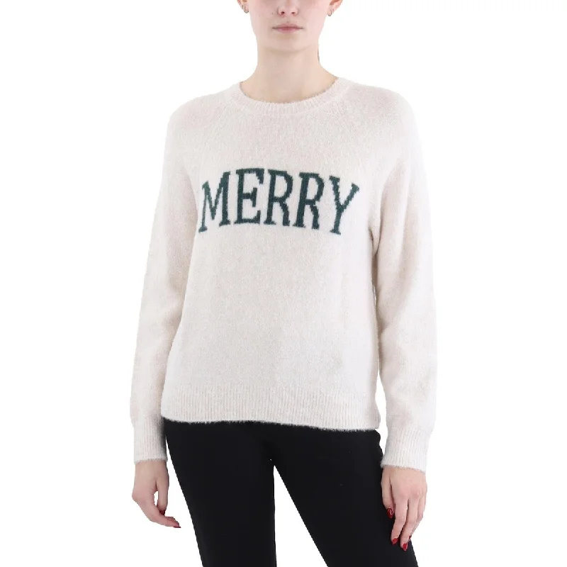 Lazy Style Womens Knit Ribbed Trim Christmas Sweater