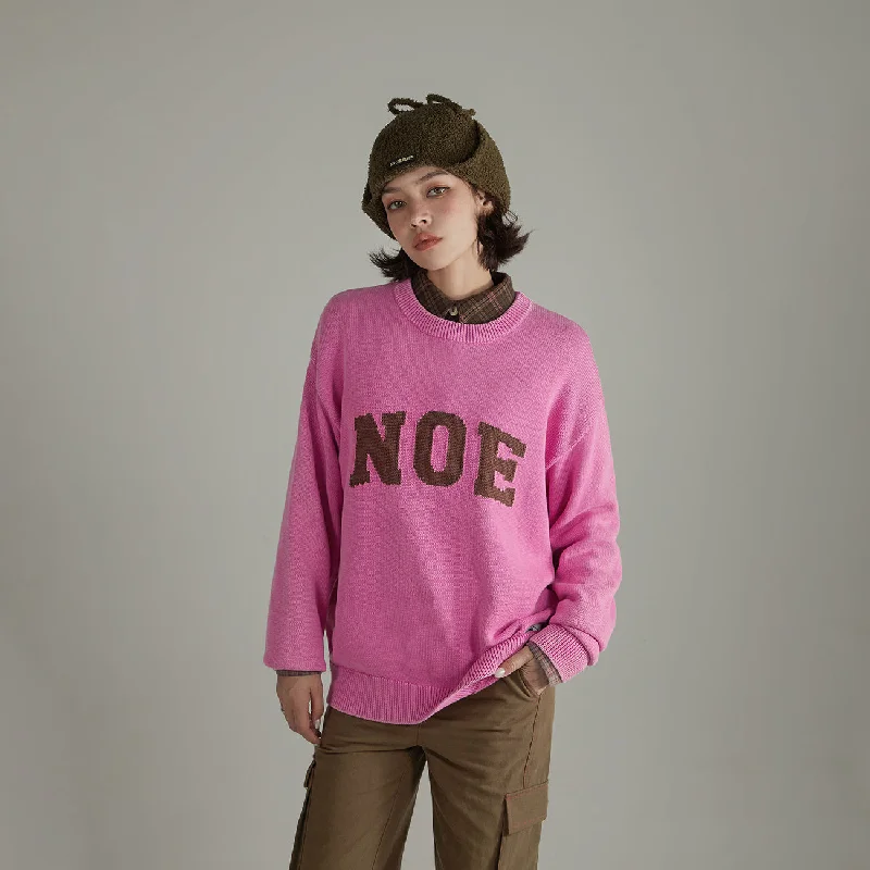 Warm Wear Lettering Loose Knit Sweater