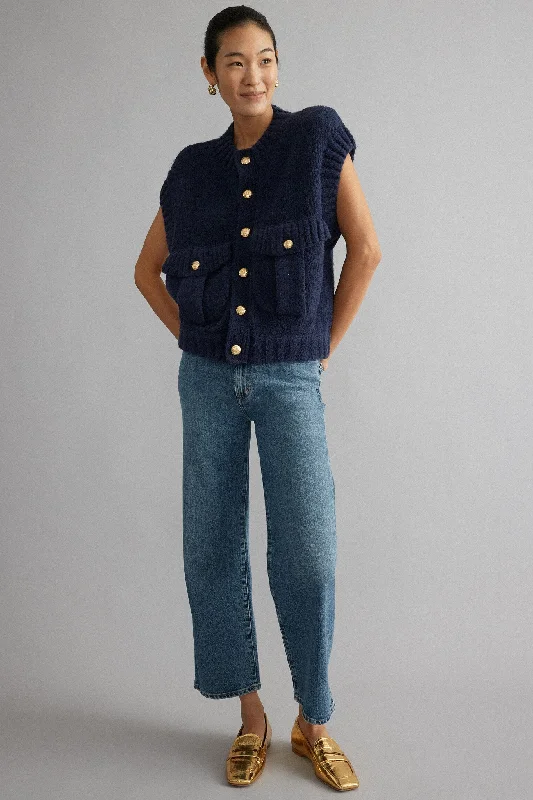 Youthful Style Navy Knit Valentina Vest