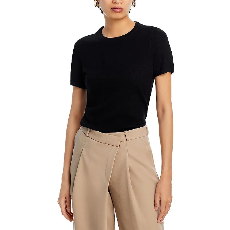 Designer Style Private Label Womens Cashmere Short Sleeve Crewneck Sweater