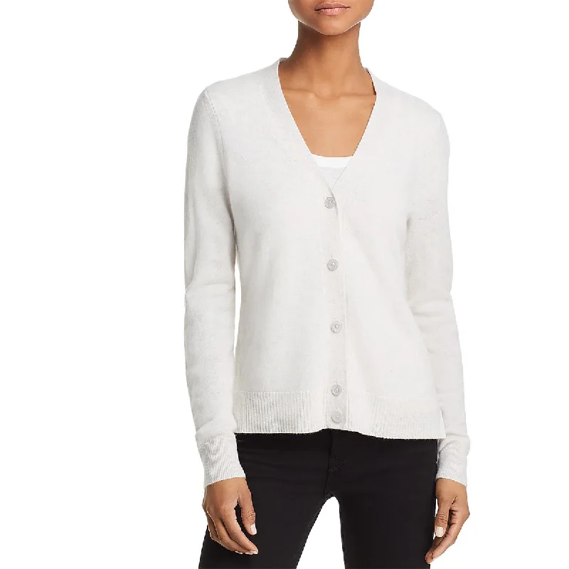 Soft Fashion Aqua Cashmere Womens Cashmere V Neck Cardigan Sweater