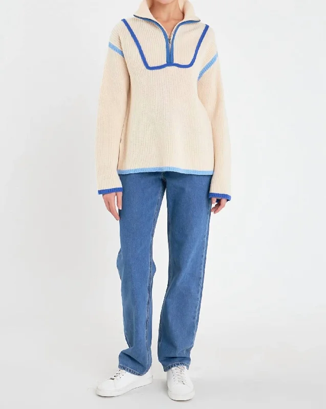 Cute Style Caroline Sweater In Blue Multi