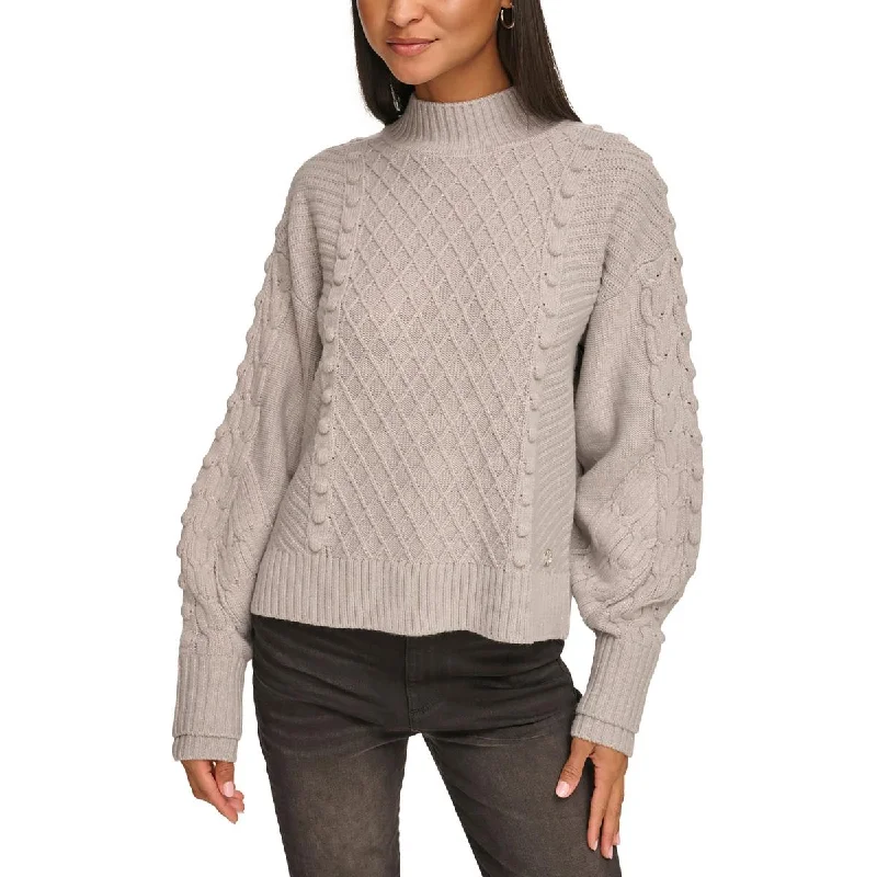 Sporty Wear Karl Lagerfeld Paris Womens Ribbed Trim Comfy Crewneck Sweater