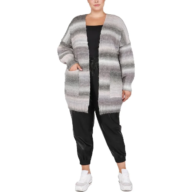 Editorial Design Black Tape_ Womens Plus Knit Open Front Kimono