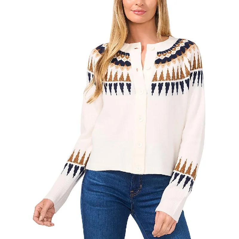 New Products CeCe Womens Knit Ribbed Trim Cardigan Sweater