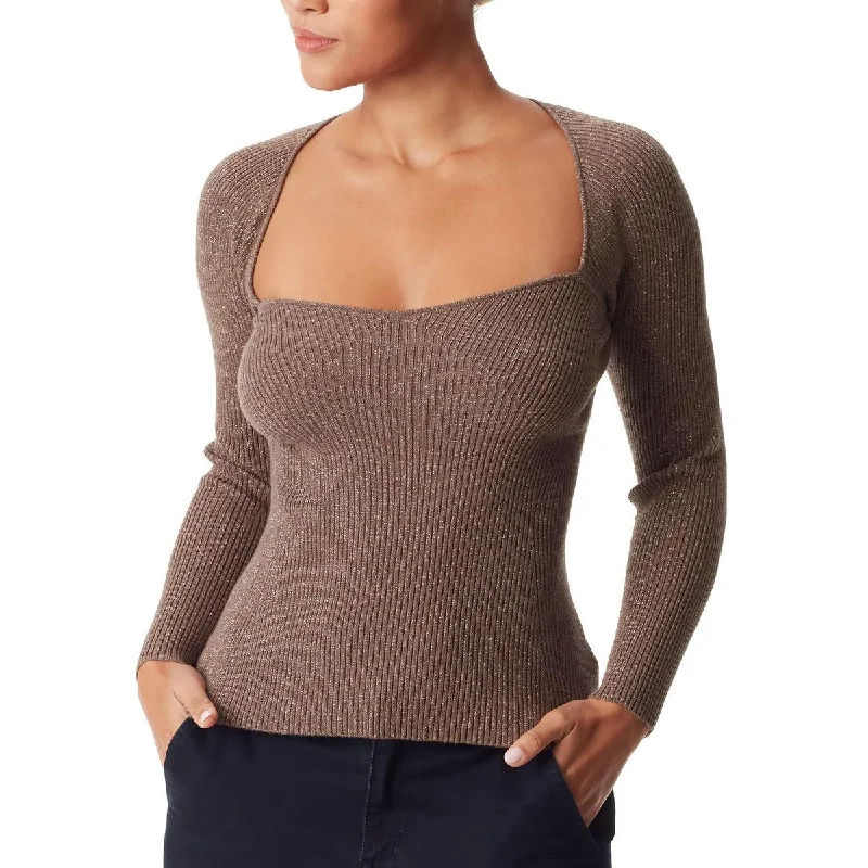 Breathable Comfort Sam Edelman Womens Skye Ribbed Knit Metallic Pullover Sweater