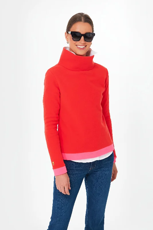 Classic Style Poppy Red and Neon Pink Colorblock Park Slope
