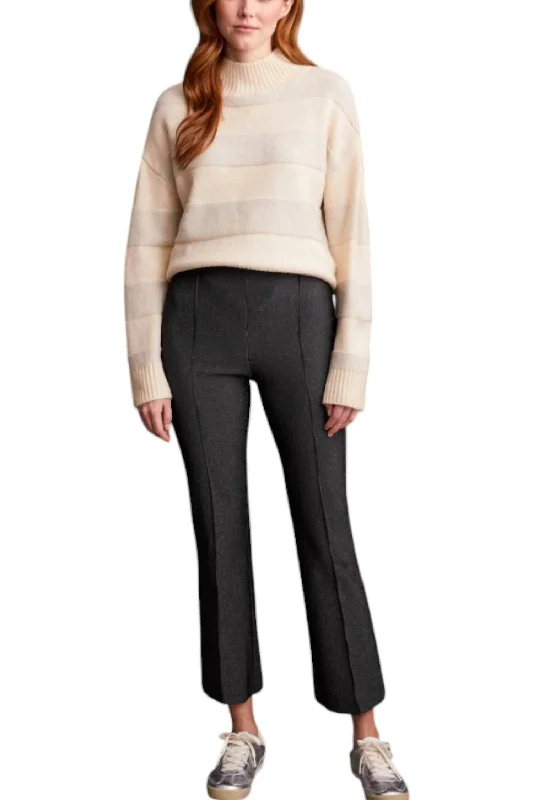 Weekend Style Pull On Shimmer Pinstripe Stretchy Trouser Pant In Black