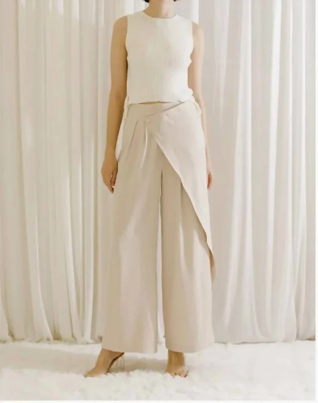 Chic Outfits Wrap Side Trousers In Monochromatic  White