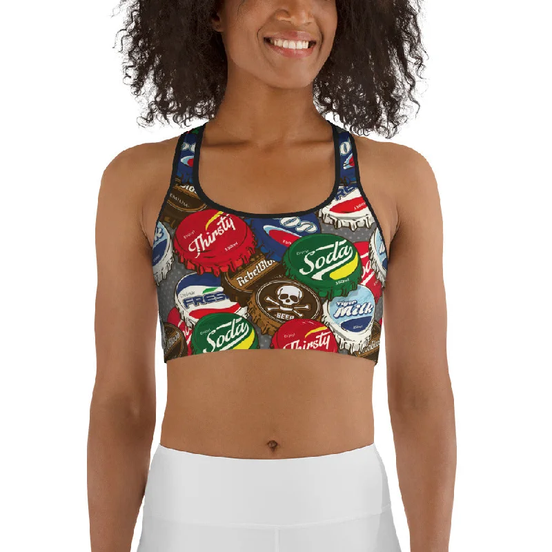 Easy Chic Bottle Caps Sports Bra