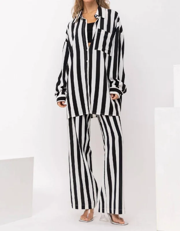 Chic Lounge Striped Pant In Black And White